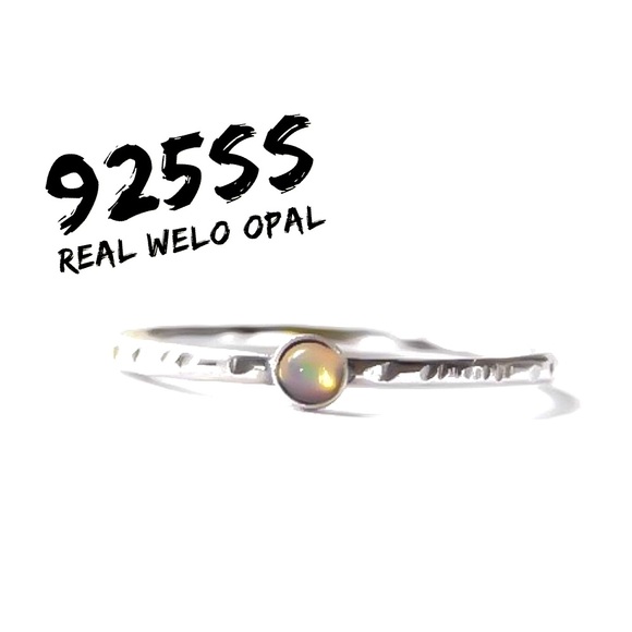 Moodtherapy Jewelry - (2-13) 925 Sterling Silver 3MM Genuine Ethiopian Welo Opal Solitaire Unisex Ring